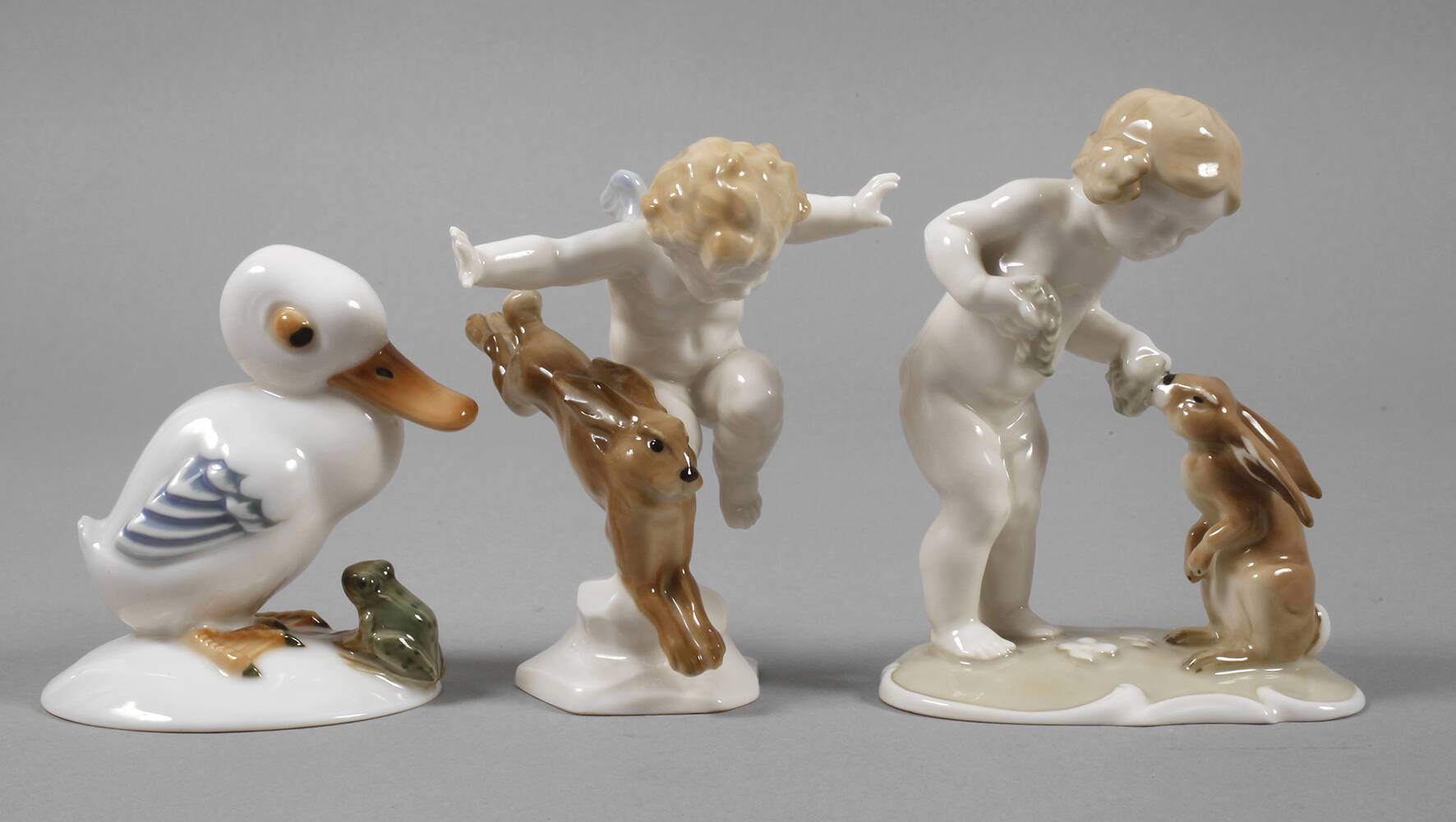 Hutschenreuther Paar Kinderfiguren und Ente