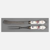 Meissen Messer und Fleischgabel mit Blumenmalerei111