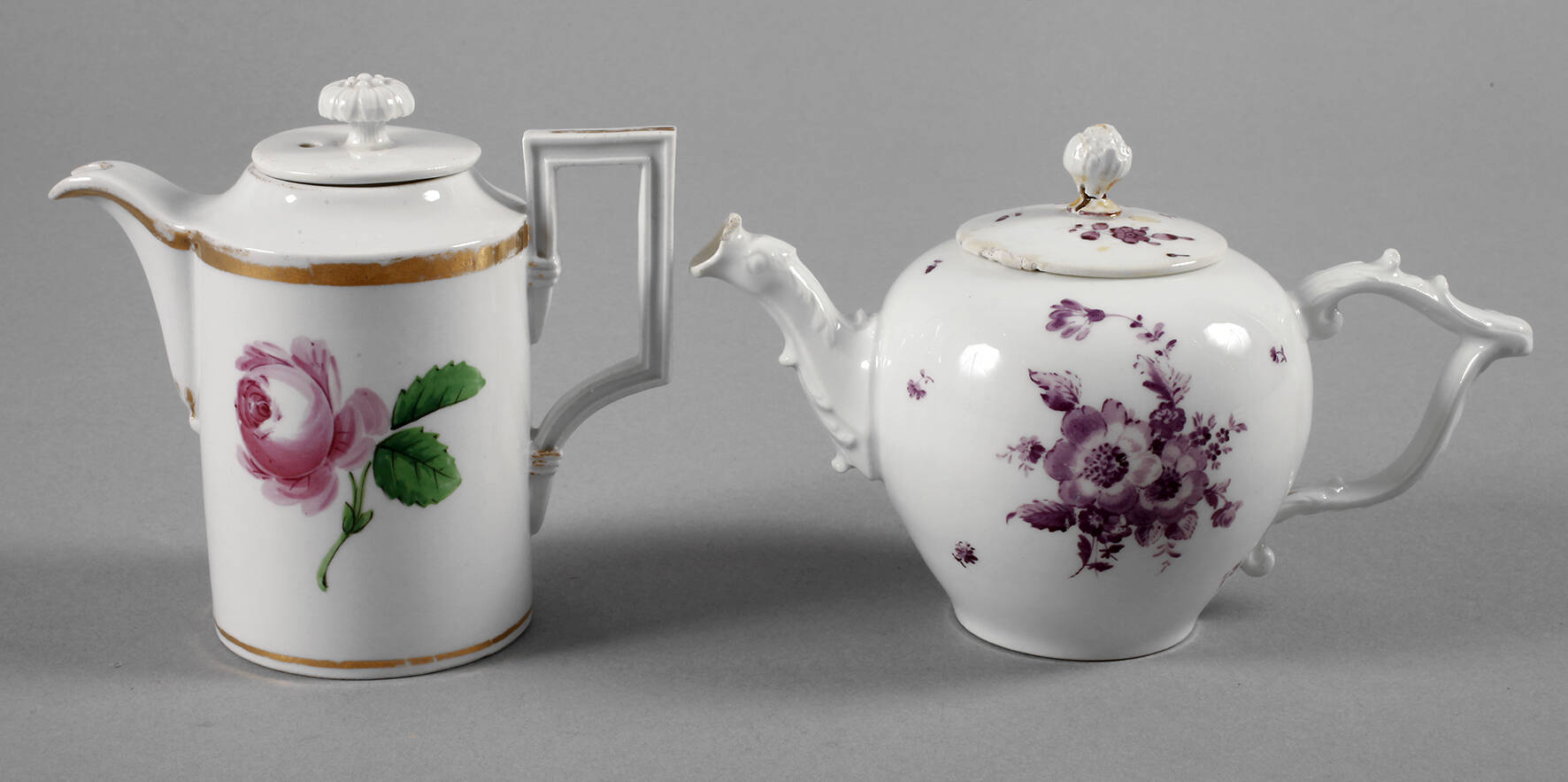 Meissen zwei Kännchen mit Blumenmalerei