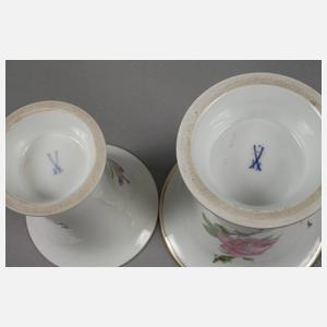 Meissen zwei Trichtervasen Blumenmalerei