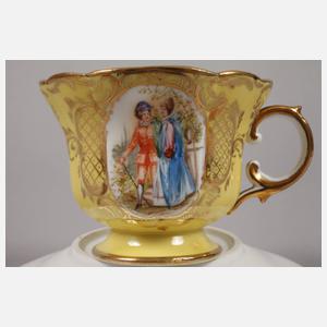 Meissen Kaffeetasse mit Watteauszene