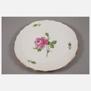 Meissen Tortenplatte und Vase "Rote Rose"