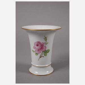 Meissen Tortenplatte und Vase "Rote Rose"