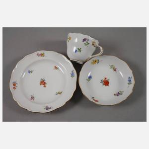 Meissen zehn Mokkagedecke Streublümchendekor