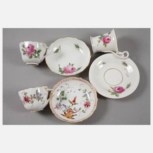 Meissen sechs Mokkatassen mit Untertassen