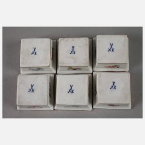 Meissen sechs Salieren Streublümchendekor