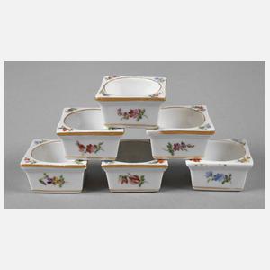 Meissen sechs Salieren Streublümchendekor