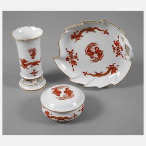 Meissen drei Teile "Reicher Drache, goldschattiert"