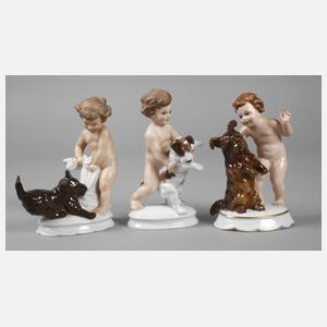 Rosenthal drei Kinderfiguren mit Hund