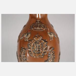 Seltene Bunzlauer Steinzeugkanne mit Sachsenwappen