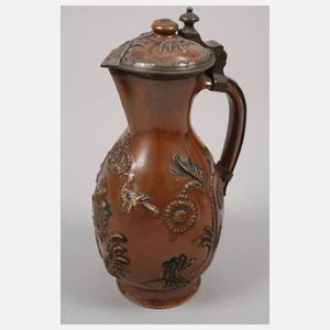 Seltene Bunzlauer Steinzeugkanne mit Sachsenwappen