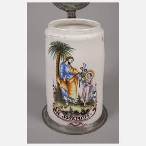 Seltener Kölner Fayencewalzenkrug S. Josephus