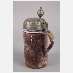 Erfurter Fayencewalzenkrug mit Vogelmotiv