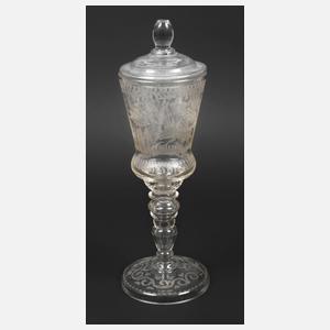 Großer jagdlicher Deckelpokal