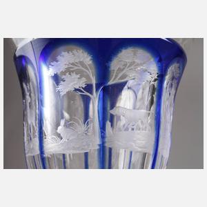 Großer Walzenschliffpokal mit Überfang