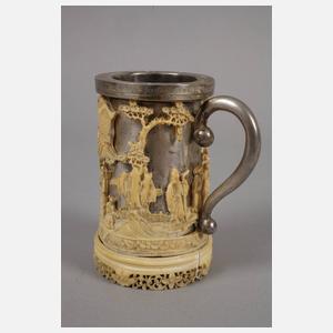 Barocker Silberbecher mit Elfenbeinauflage