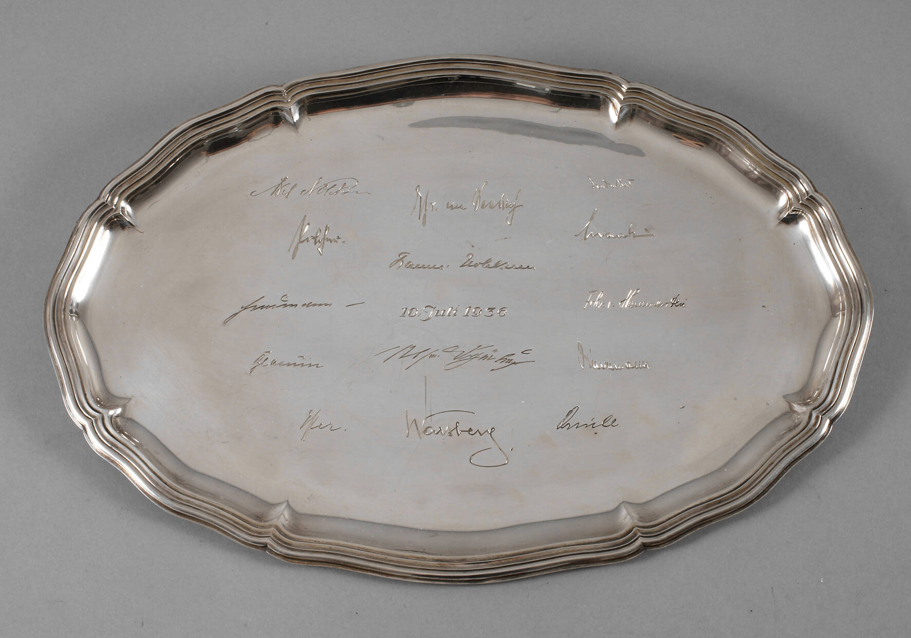 Widmungstablett Silber Frhr. von Hammerstein