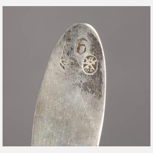 Sechs Biedermeier Kaffeelöffel