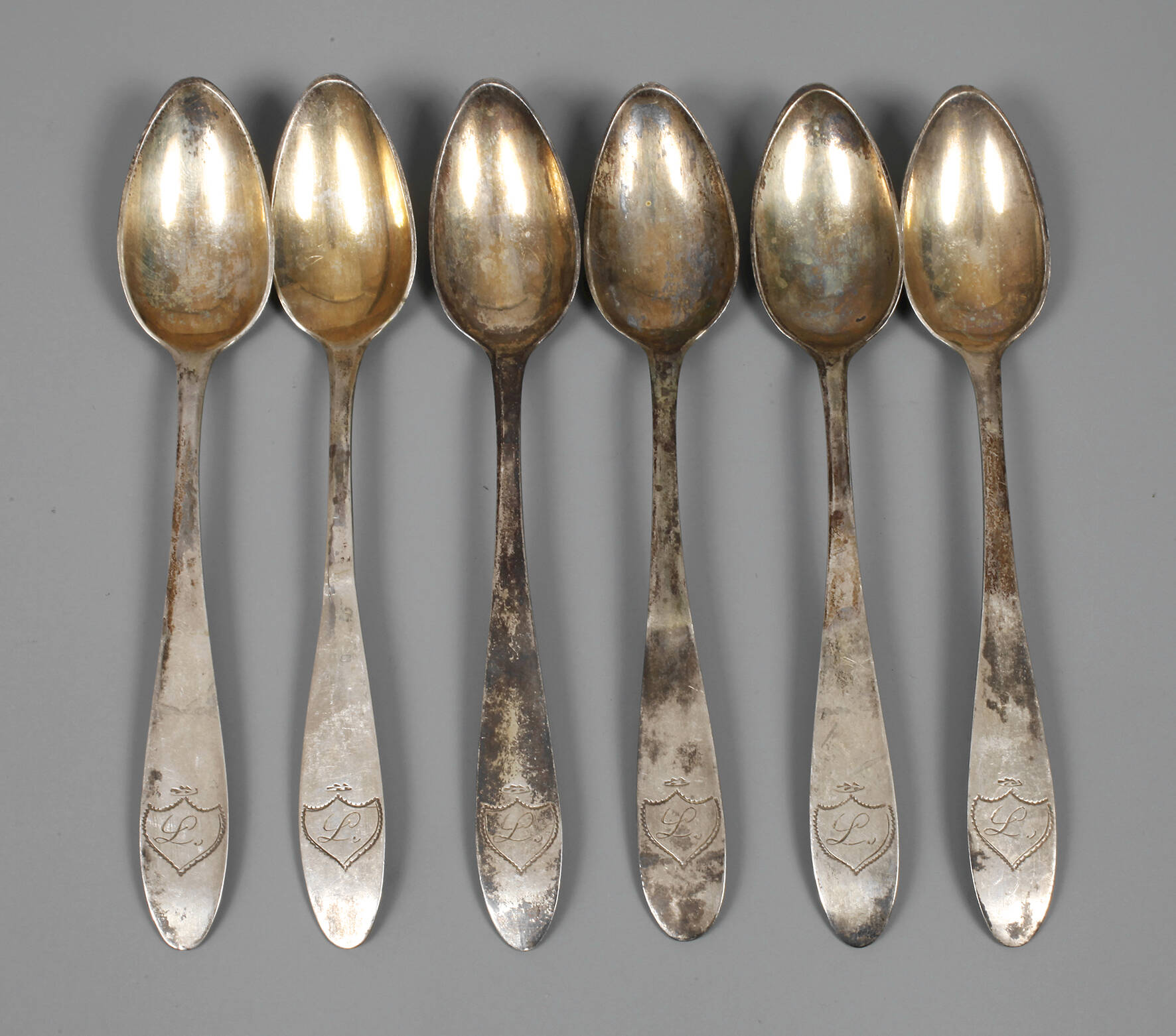 Sechs Biedermeier Kaffeelöffel