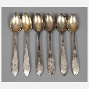 Sechs Biedermeier Kaffeelöffel
