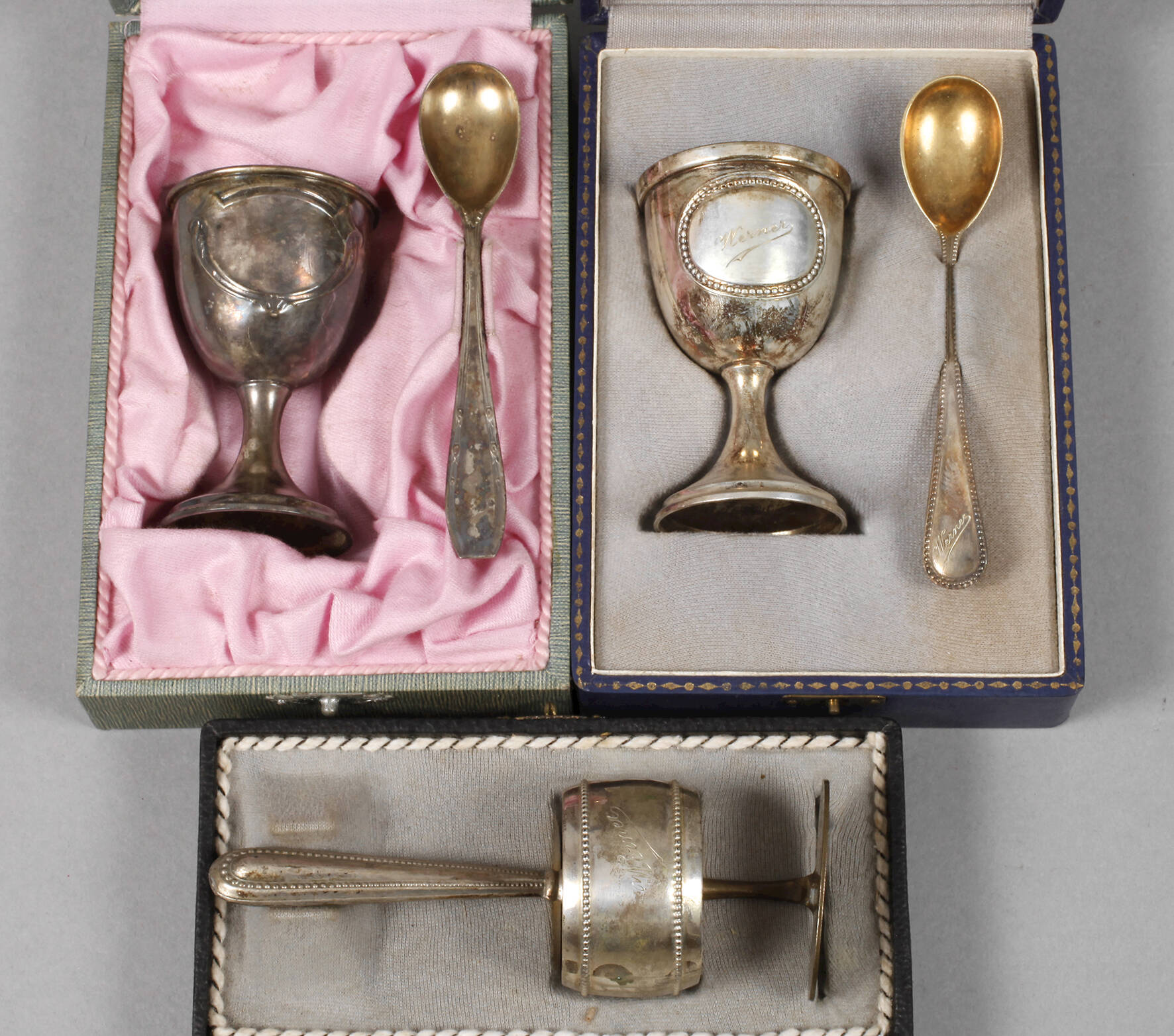 Silber drei Taufgeschenke im Etui