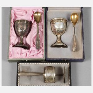 Silber drei Taufgeschenke im Etui