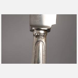 Sechs Abendbrotmesser und sechs Obstgabeln Silber