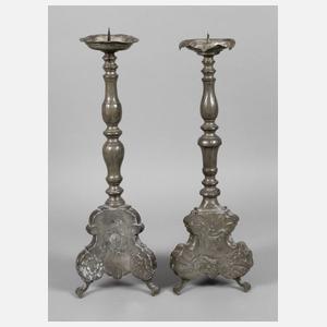 Zwei Kirchenleuchter Rokoko Zinn