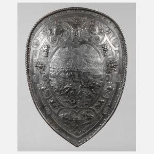 Wappenschild mit Schlachtenszene