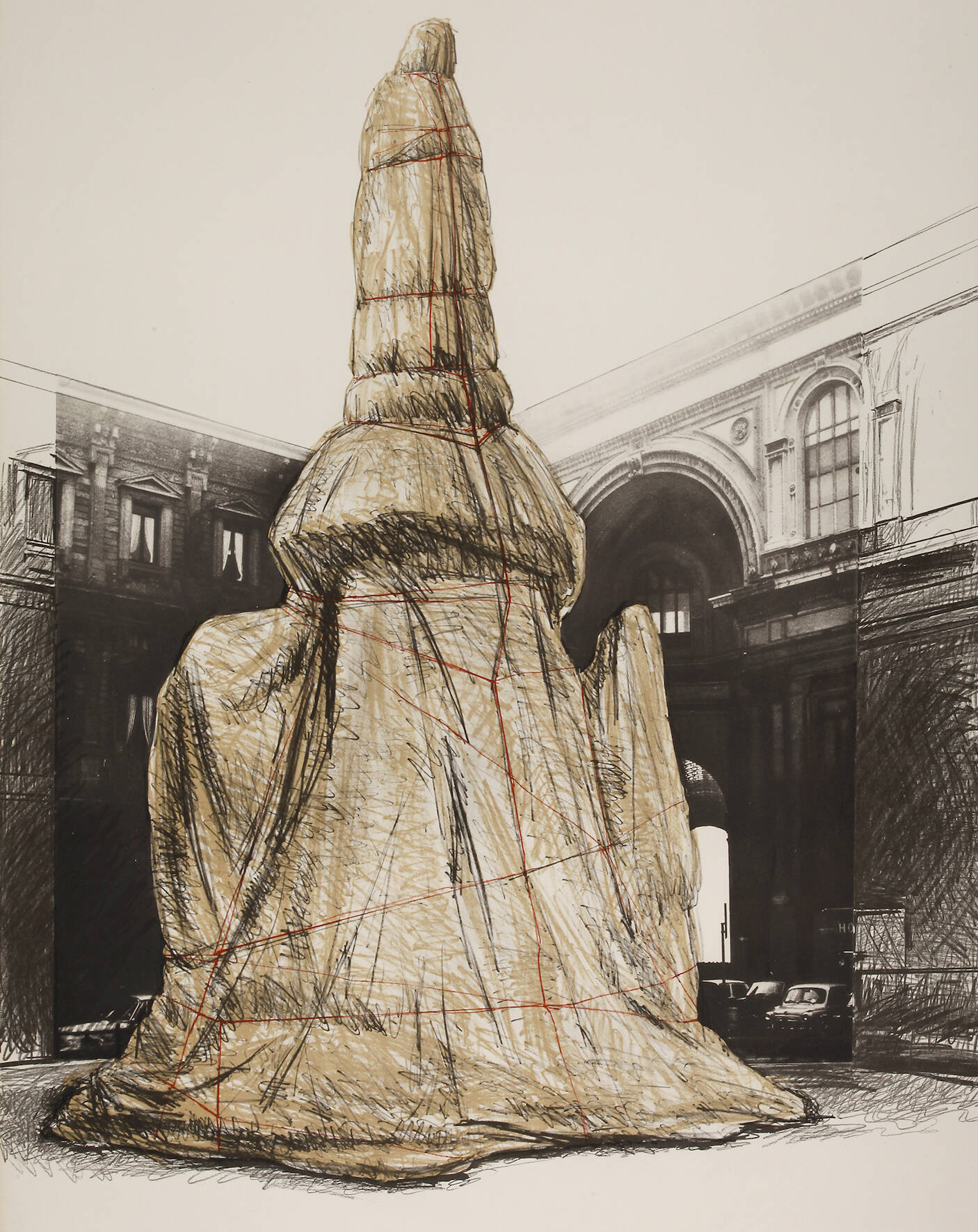 Christo, "Wrapped Monument to Leonardo"
