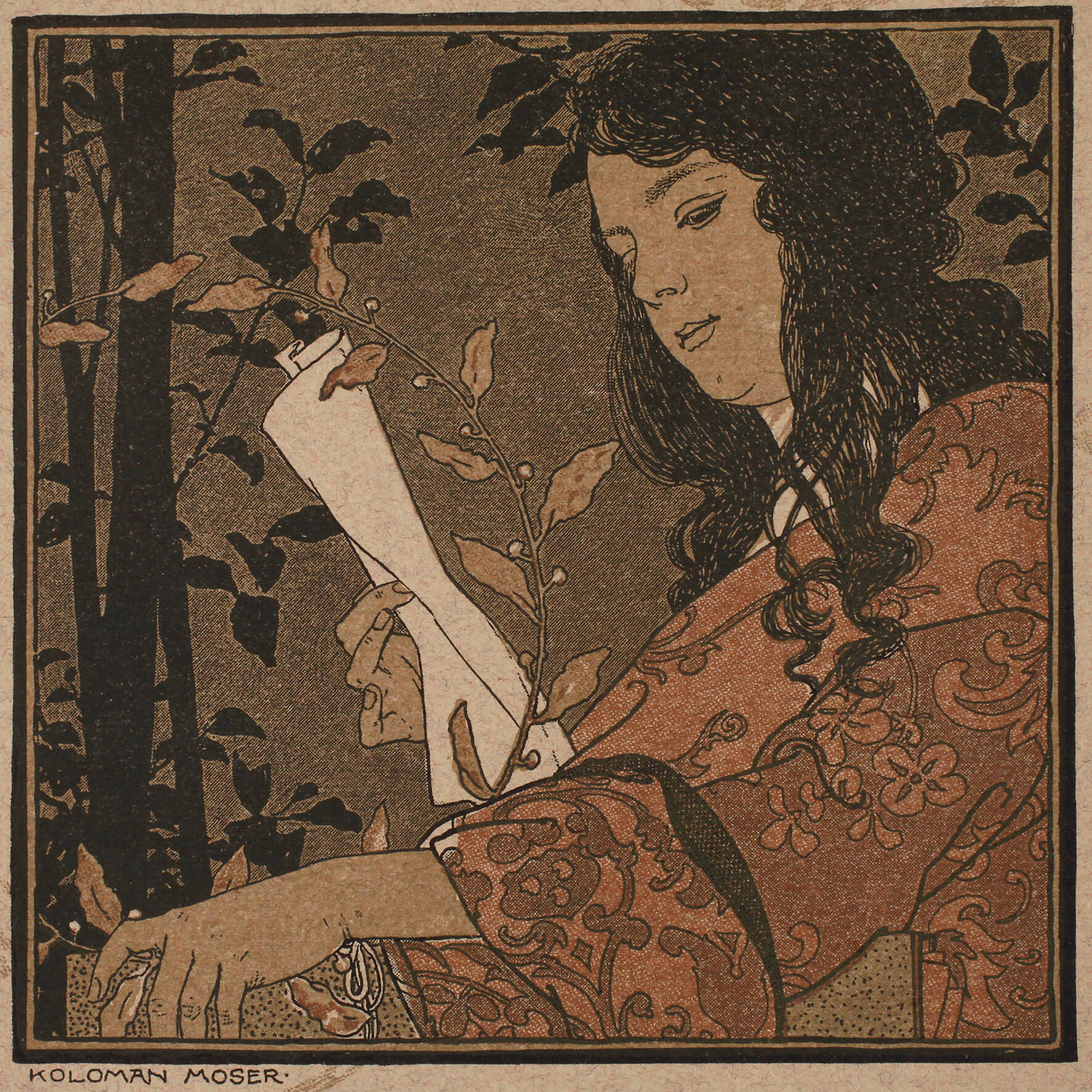 Koloman Moser, "Lesendes Mädchen"