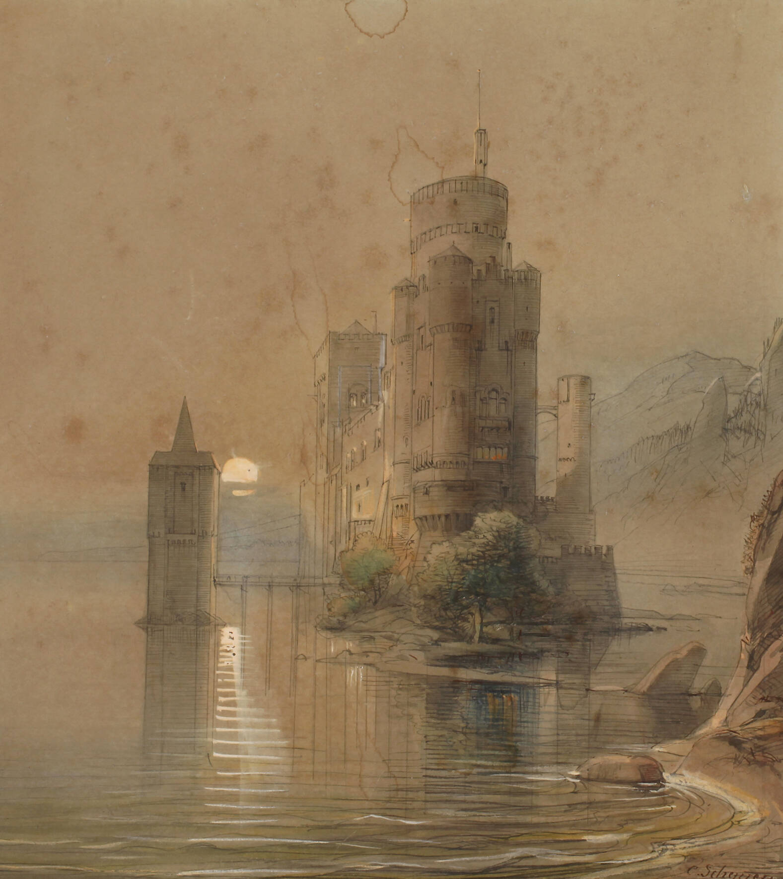 Prof. Caspar Scheuren, Burg im Mondschein