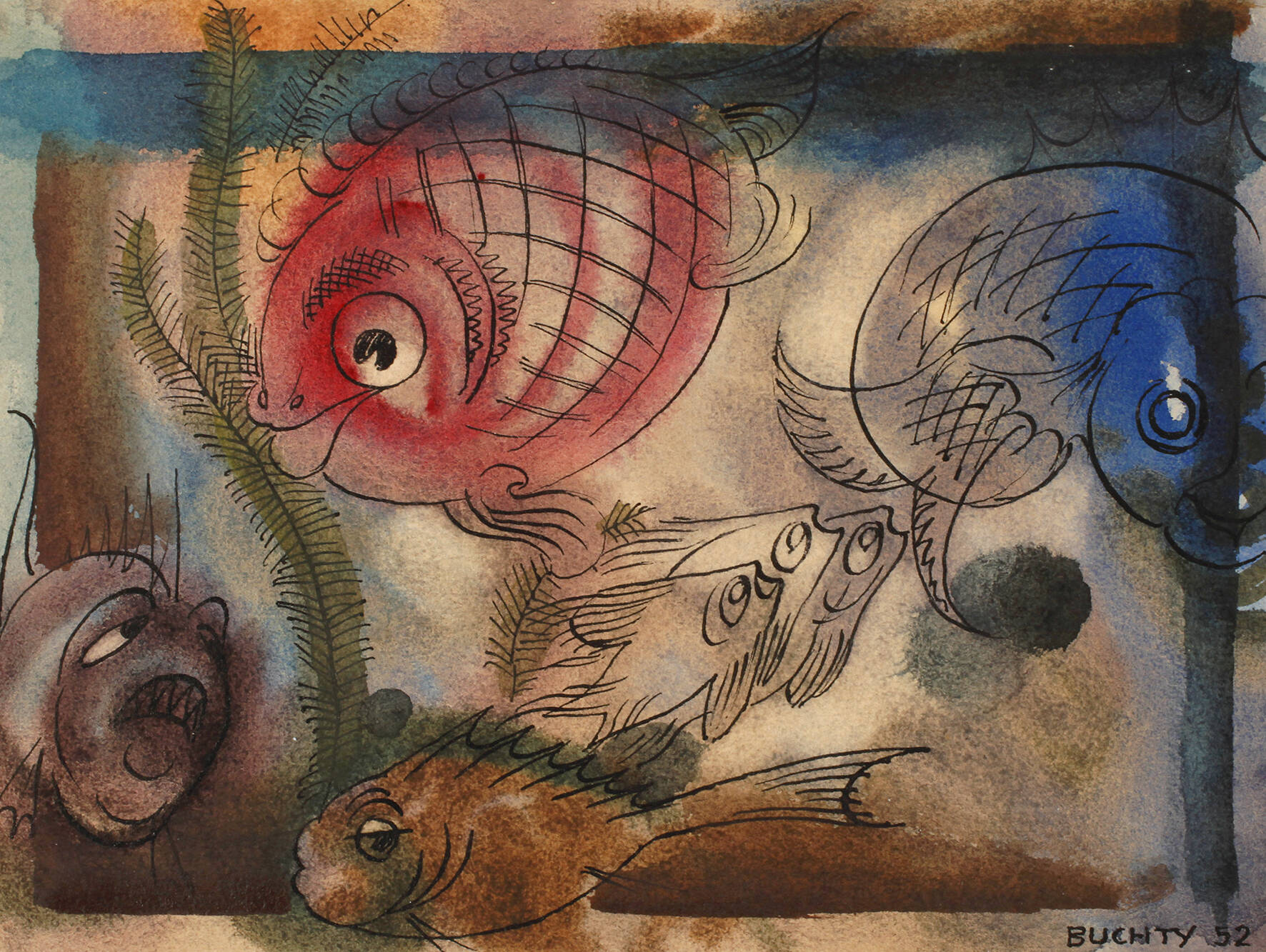 Buchty, Fische im Aquarium