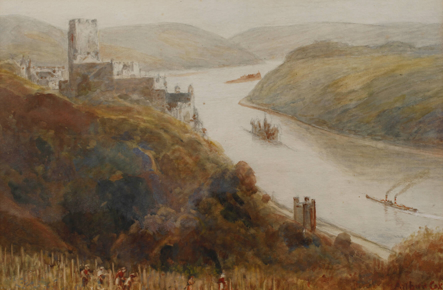 Arthur Cox, Blick auf Burg Gutenfels am Rhein