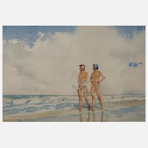 Sir William Russell Flint, Am Strand