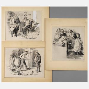 Georg Mühlberg, Drei Illustrationszeichnungen
