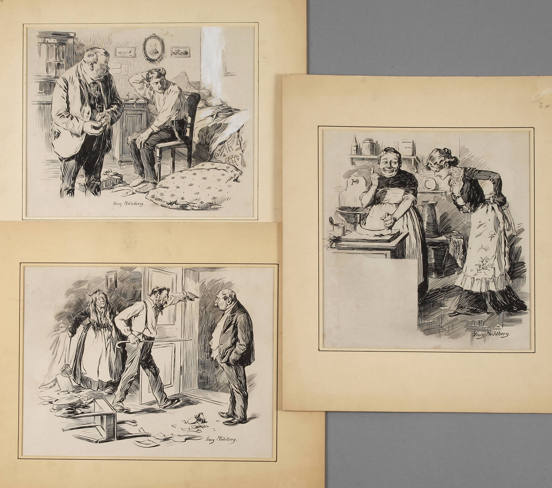Georg Mühlberg, Drei Illustrationszeichnungen