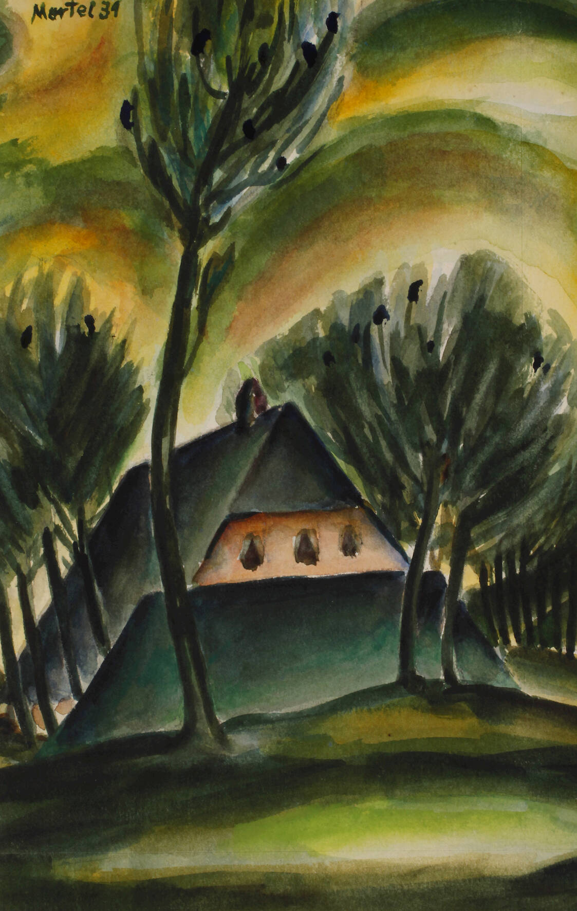 Martel Schwichtenberg, Haus unter Bäumen