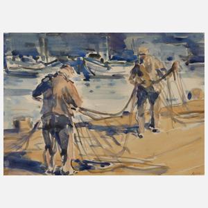 Hanns Georgi, Fischer beim Netze flicken