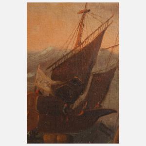 Paar Gemälde mit Schiffen