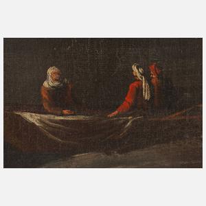 Paar Gemälde mit Schiffen