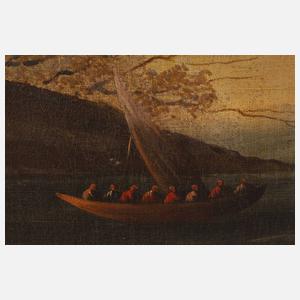 Paar Gemälde mit Schiffen