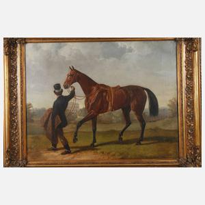 Prof. Franz Adam, attr., Herrenreiter vorm Schloss