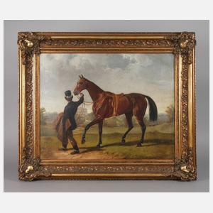 Prof. Franz Adam, attr., Herrenreiter vorm Schloss