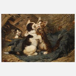 Prof. Julius Adam II, Drei Katzen im Stroh