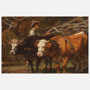 Prof. Paul Weber, "Umgestürzte Eiche mit Ochsengespann"