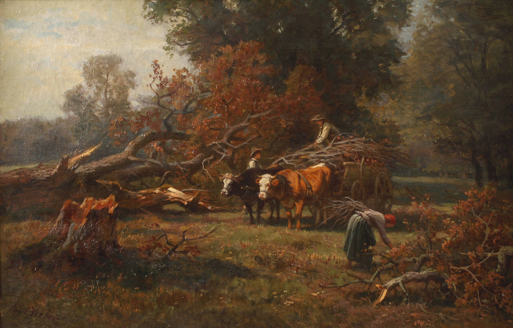 Prof. Paul Weber, "Umgestürzte Eiche mit Ochsengespann"