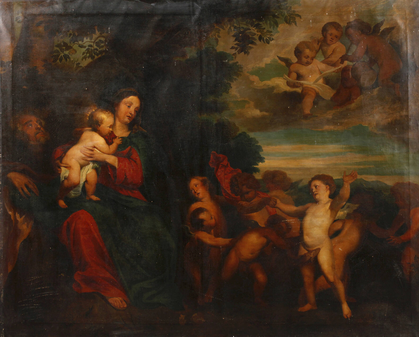 Heilige Familie mit Engeln