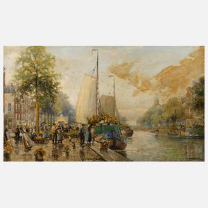 R. Hornemann, attr., Blumenmarkt in Amsterdam