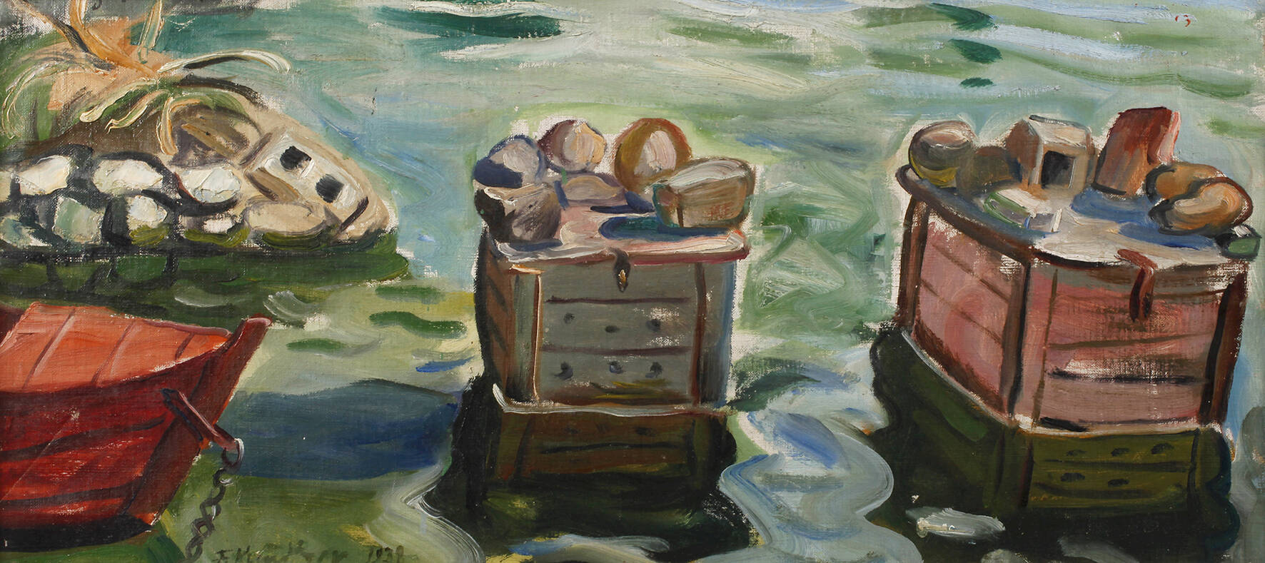 Friedrich Kunitzer, Fischkästen im Wasser